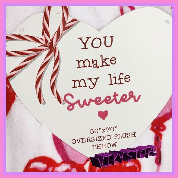 NWT Cozy Oversized Plush Throw 50x60 You Make My Life Sweeter #7216 💖 NWT - Picture 3 of 5